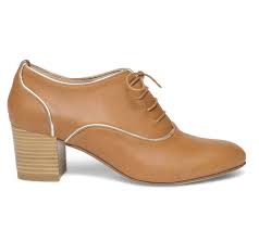 Richelieu à talons large assortiment grandes marques retour gratuit Richelieu Camel En Cuir A Talon Camel Or