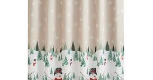St Nicholas Square Frosty Pines Fabric Shower Curtain Snowman Shower Curtain Fabric Shower Curtains Shower Curtain