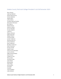 Dakota County Technical College President's List Fall Semester 2023