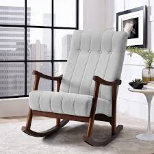 The upholstered slip seat can be either fabric or leather. Avawing Upholstered Rocking Chair With Fabric Padded Seat Comfortable Rocker Solid Wood For Living Room Modern High Back Armchair Adult Single Sofa Old Man Chair Living Room Furniture Home Kitchen Femsa Com