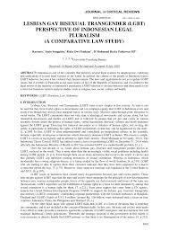Bahkan sebahagian daripada mereka berusaha untuk menjustifikasi keberadaan dan perlakuan lgbt. Pdf Lesbian Gay Bisexual Transgender Lgbt Perspective Of Indonesian Legal Pluralism A Comparative Law Study