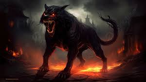 An Image Of A Black Wolf On Fire Background, Hellhound Pictures Background  Image And Wallpaper for Free Download