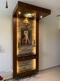 Altar Unit With Stone Background Pooja Room Door Design Temple Design For Home Pooja Room Design