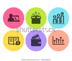 Facts Graph Chart Online Education Icons Stock Vector