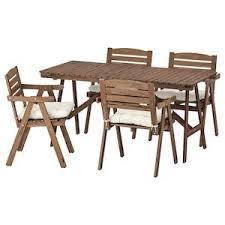 Wood stain, outdoor use $ 6. Falholmen Tisch 4 Armlehnstuhle Aussen Hellbraun Lasiert Kuddarna Beige Ikea Deutschland Outdoor Dining Furniture Wooden Outdoor Furniture Outdoor Dining Set