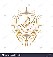 Doch selbst fachleute geraten ins stottern, wenn sie den sinn erklären sollen tauben sind ein altes christliches symbol. Diese Stock Vektorgrafik Herunterladen Kirche Logo Christliche Symbole Betende Hande Und Tau Heiliger Geist Betende Hande Mit Rosenkranz Osterkerzen Basteln