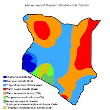 A Koppen Climate Classification Map Of Kenya Kenya Tropical Savanna Climate Climates