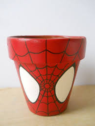 Spiderman Marvel Superhero Comic Book Painted Flower By Gingerpots 16 00 Flower Pot Crafts Clay Pot Crafts Painted Flower Pots