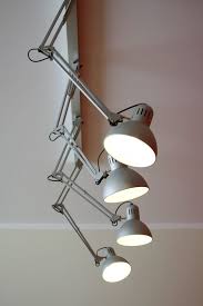 Linear Chandelier With Four Ikea Lamps Ikea Hackers Ikea Desk Lamp Ikea Lamp Lamp