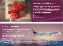 Qatar Airways Double Miles In Premium Cabins 10 Off Economy Business Both Book Through March 7 2018 Loyaltylobby