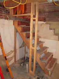 Many prefabricated straight staircases use wood for treads, risers, balusters, and handrails, but some staircases use a combination of wood and metal for strength. Steep Basement Stairs Adventures In Remodeling