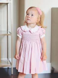 Chloe Cotton Smocked Dress For Girls Puffed Sleeved Pink White Collar Handmade Embroidery Summer Dress Toddler Gift Smocked Dresses For Girls Etsy Dresses Dresses