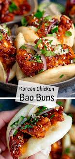 Korean Chicken Bao Foft And Fluffy Steamed Mini Bao Buns Filled With Crispy Korean Chicken With Full S Healthy Chicken Recipes Korean Chicken Asian Recipes