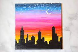 This is a tutorial for beginning painters or someone who has never painted to learn to paint a sunset. How To Paint A Sunset Cityscape For Beginners Easy