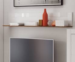 Expansive top can even pedestal a widescreen. Calvino Floating Shelf High Gloss White Walnut Furniturefactor Co Uk