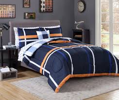 Black And White Plaid Bedding Set 8 Piece Full Complete Bedding Comforter Set Navy Blue Orange Modern Plaid Lines Home Garden Bedding Comf Bed Comforter Sets Bed Comforters Comforter Sets