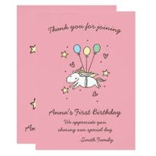 Birthday Thank You Gift Ideas Cute Unicorn On Laurels Birthday Thank You Invitation Zazzle Com Birthday Cards Birthday Invitations Diy Birthday Thank You Cards