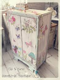 Little Girls Wardrobe Makeover Painted In Pastel Chalk Paints Distressed Decoupaged Furniture Diy Decoupage Furniture Recycled Furniture