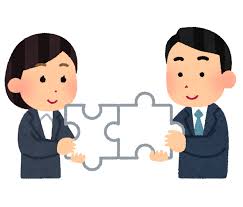 パズルを組み合わせる人たちのイラスト（ビジネス） | かわいいフリー ...