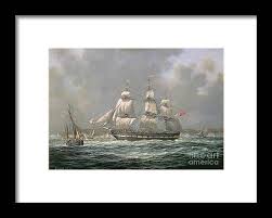 East Indiaman HCS Thomas Coutts off the Needles Isle of Wight Framed Print