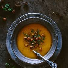 Coriander And Sweet Potato Soup With Spicy Chickpea Croutons Recipe On Food52 Recipe Sweet Potato Soup Sweet Potato Soup Vegan Sweet Potato Soup Recipes