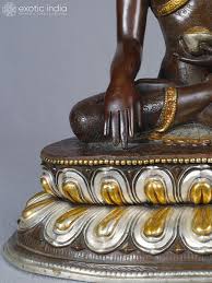 Lord Shakyamuni Buddha Idol | Copper with Gold and Silver Plated | Handmade Exquisite Art | Exotic India Art