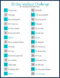 30 Day Slim Down Fitness Challenge Free Printable 30 Day Workout Challenge Workout Challenge 30 Day Fitness