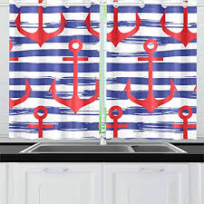 Save on curtains at jcpenney®. Yumoing Nautical Hand Drawn Red Anchor Stripes Kitchen Curtains Window Curtain Tiers For Cafe Bath Laundry Living Room Bedroom 26 X 39 Inch 2 Pieces Buy Online In Bahamas At Bahamas Desertcart Com Productid 100437304