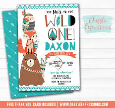 Boy Printable 1st Birthday Card Printable Wild One Tribal Woodland Birthday Invitation Diy 1st Birthday Party Boys F Woodland Birthday Party Woodland Invitation Birthday Woodland Birthday