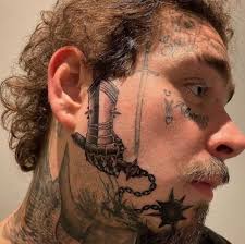 See Post Malone S Massive New Face Tattoo In 2020 Post Malone Face Tattoo Face Tats