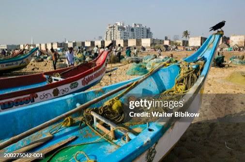 India Tamil Nadu Chennai Fishing Boats On Marina Beach High-Res Stock Photo - Getty Images
