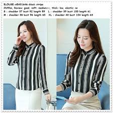 2876562 barang ditemukan dalam blus. Kemeja Baju Atasan Kerja Kemeja Garis Hitam Putih Blouse Wanita Korea Import Elevenia