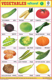 Vegetables Chart No 1 Hindi Language Learning Hindi