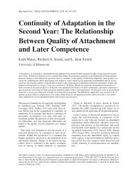 Pdf Continuity Of Adaptation In The Second Year The Relationship Between Quality Of Attachment And Later Competence