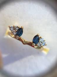 Marquise Blue Sapphire And Round Brilliant Diamond Sabrina Style Engagement Ring Wrap Enhancer Sz6 Si I Vintage 90 S Engagement Ring Wraps Round Brilliant Diamond Engagement Ring Custom Wedding Rings