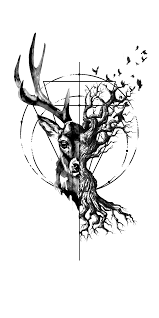 Black And White Deer Skull Tattoo Natuur Tattoo Deer Skull Tattoos Deer Tattoo Designs Stag Tattoo
