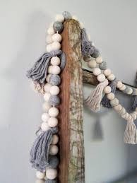 Tassel Garland Wood Bead And Felt Ball Garland Felt Ball Etsy Felt Ball Garland Wooden Bead Garland Wood Beads Diy
