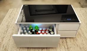 With a refrigerated drawer, 2 bluetooth speakers, 2 usb charging ports, 4 110v outlets, and led lights, the sobro keeps you powered up. Sobro Smart Coffee Table A Coffee Table With Fridge To Chill Out With