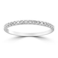 14k White Solid Gold Womens Small Diamond Petite Pave Wedding Band 0 20 Ctw Womens Wedding Bands Diamond Pave Wedding Bands Pave Diamond Band