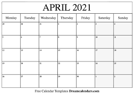 Centers for medicare & medicaid services. April 2021 Calendar Free Blank Printable Templates