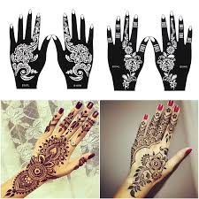 2pcs Set Professional Henna Stencil Temporary Hand Tattoo Body Art Sticker Template Wedding Tool India Flo In 2020 Henna Tattoo Stencils Henna Stencils Tattoo Stencils