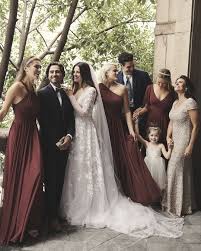Burgundy Wedding Goals The Wine Bridesmaid Dresses Look Beautiful With The Long Sleev Ball Gowns Wedding Davids Bridal Bridesmaid Dresses Plus Wedding Dresses