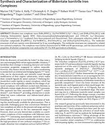 Follow edited sep 27 '15 at 10:45. Synthesis And Characterization Of Bidentate Isonitrile Iron Complexes Organometallic Chemistry Chemrxiv Cambridge Open Engage