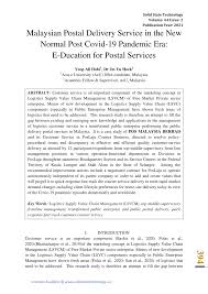 Hotel sri petaling lobby spiral case. Pdf Malaysian Postal Delivery Service In The New Normal Post Covid 19 Pandemic Era E Ducation For Postal Services