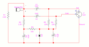 For usage with low impedance microphones, the value of r3 must be increased to around 47o ohms and c1 must be decreased to around 2.2uf. Powering Microphones