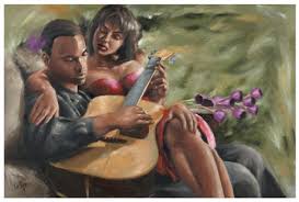 Black Romantic Art Love Prints And Black Couple Love Art Black Love Art Romantic Art Black Art Painting