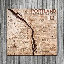 Portland Or Wood Map 3d Nautical Wooden Chart