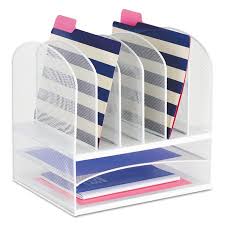 Safco Mesh Desk Organizer Eight Sections Steel 13 1 2 X 11 3 8 X 13 White Saf3255wh Desktop Organization Desk Organization Safco