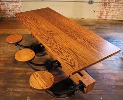 Check spelling or type a new query. Oak Cafe Style Dining Table With Attached Swing Out Seats Industrial Dining Room Sets Rustic Dining Table Set Industrial Dining Table