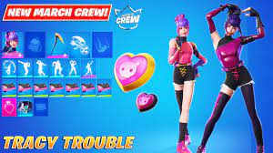 NEW Tracy Trouble Skin(March 2022 Crew Pack) Showcase! Fortnite - YouTube